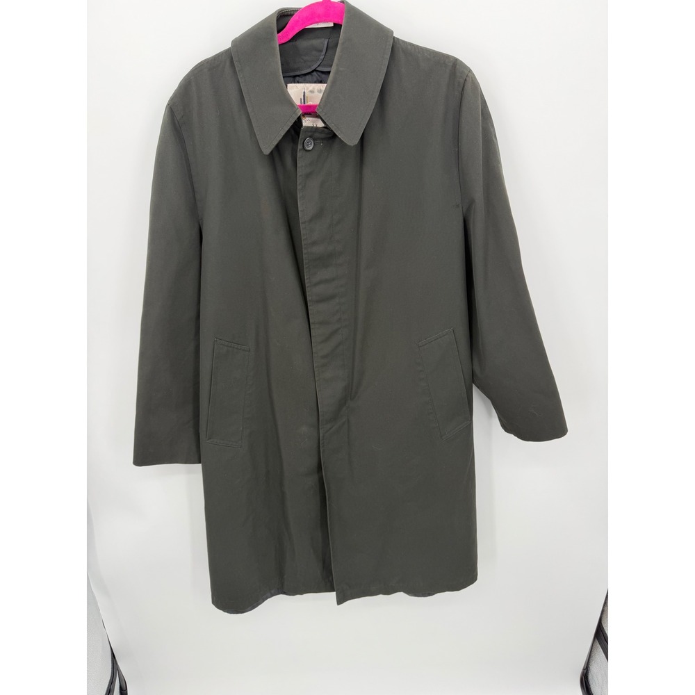 Misty Harbor Trench Coat Men 38 Reg Black‎ Cotton Blend Rain Jacket Long Vintage